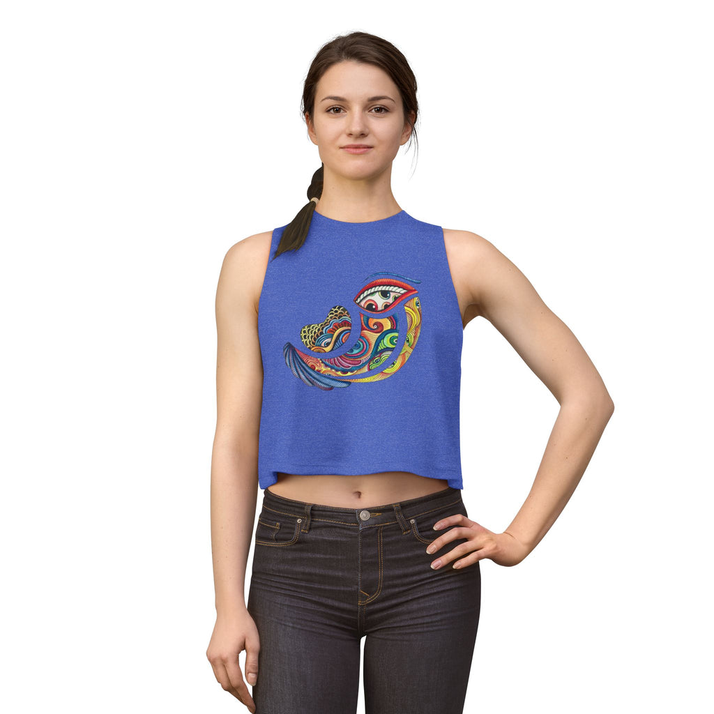 Crop Top — Colorful Psychedelic Bird Illustration Tank for Women #a364