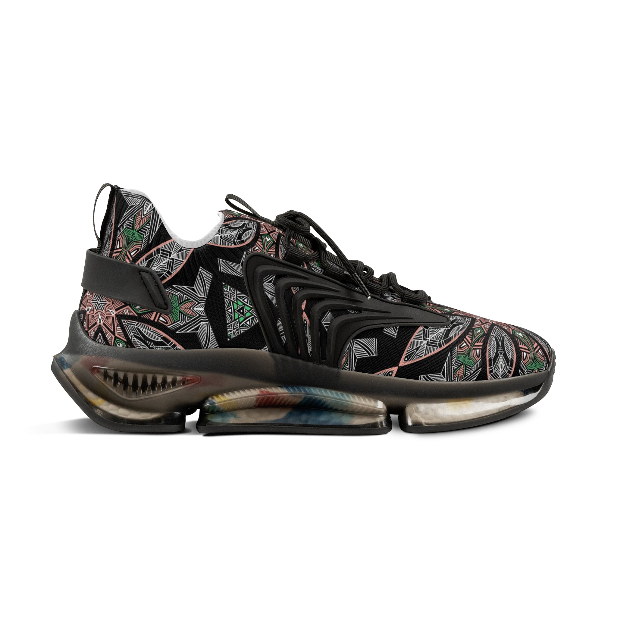 Men's Mesh Sneakers — Kaleidoscope Floral Athletic Shoes #ss2586443