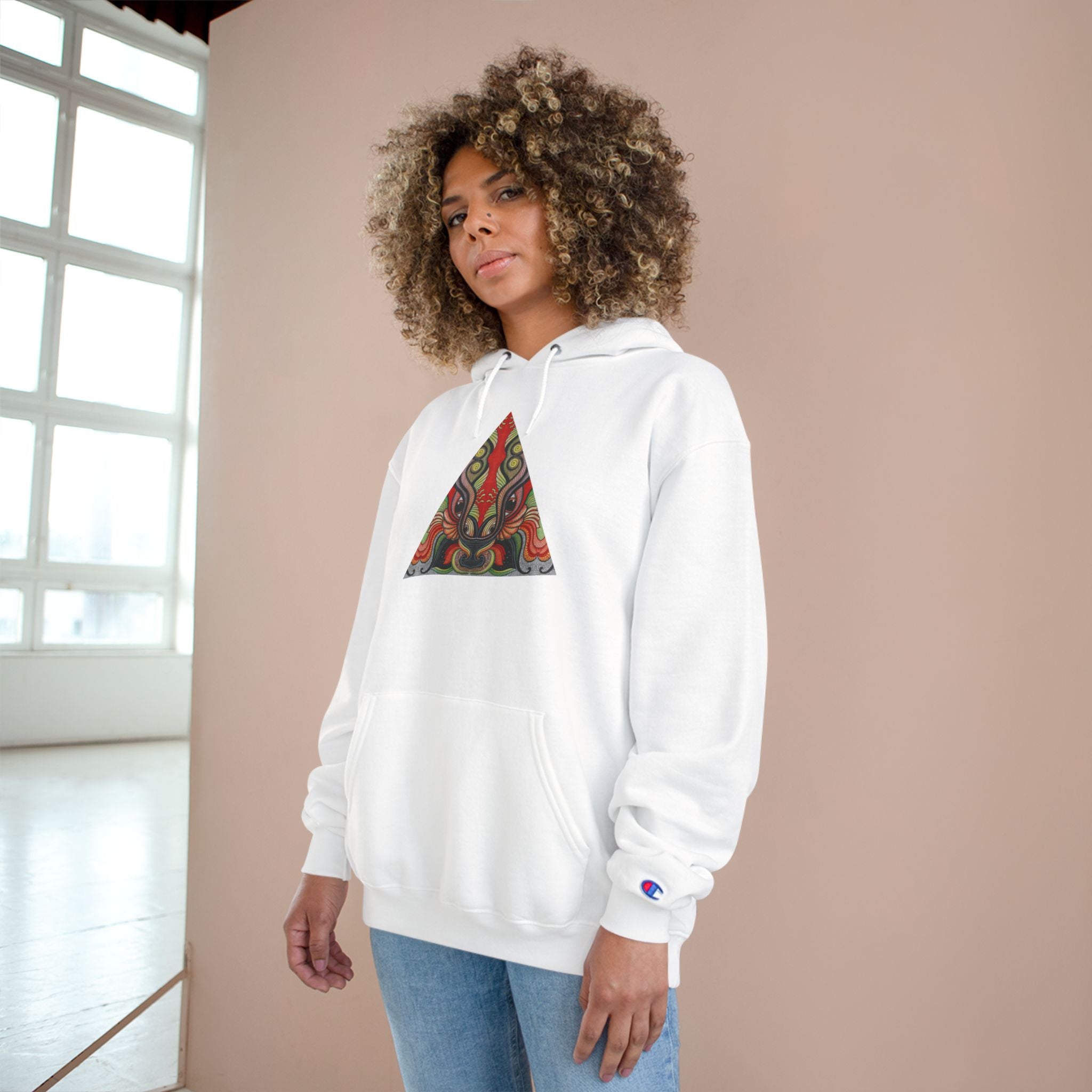 Champion Hoodie with Abstract Tribal Triangle & Keyhole Graphic #g938373