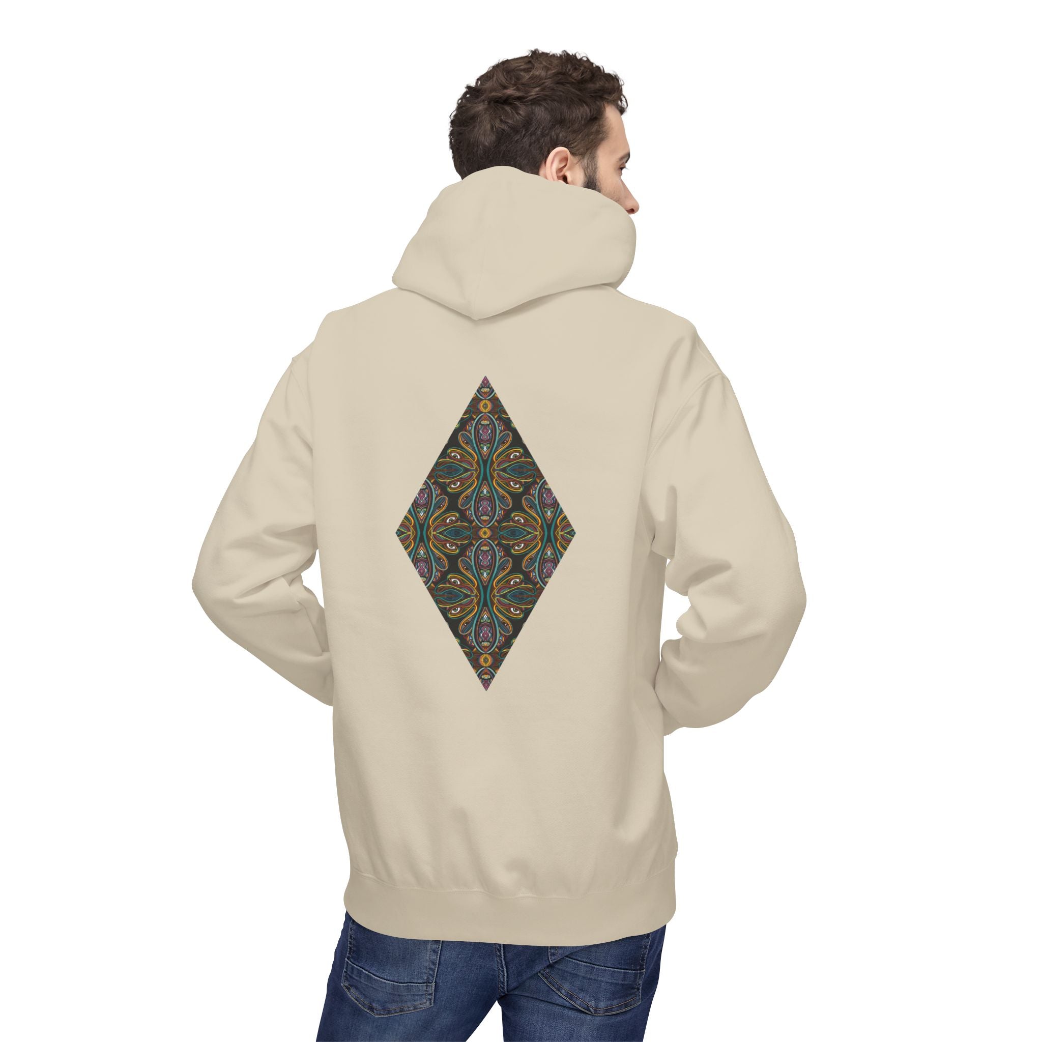 Geometric Mosaic Triangle Hoodie — Decorative Pattern Pullover #i865678