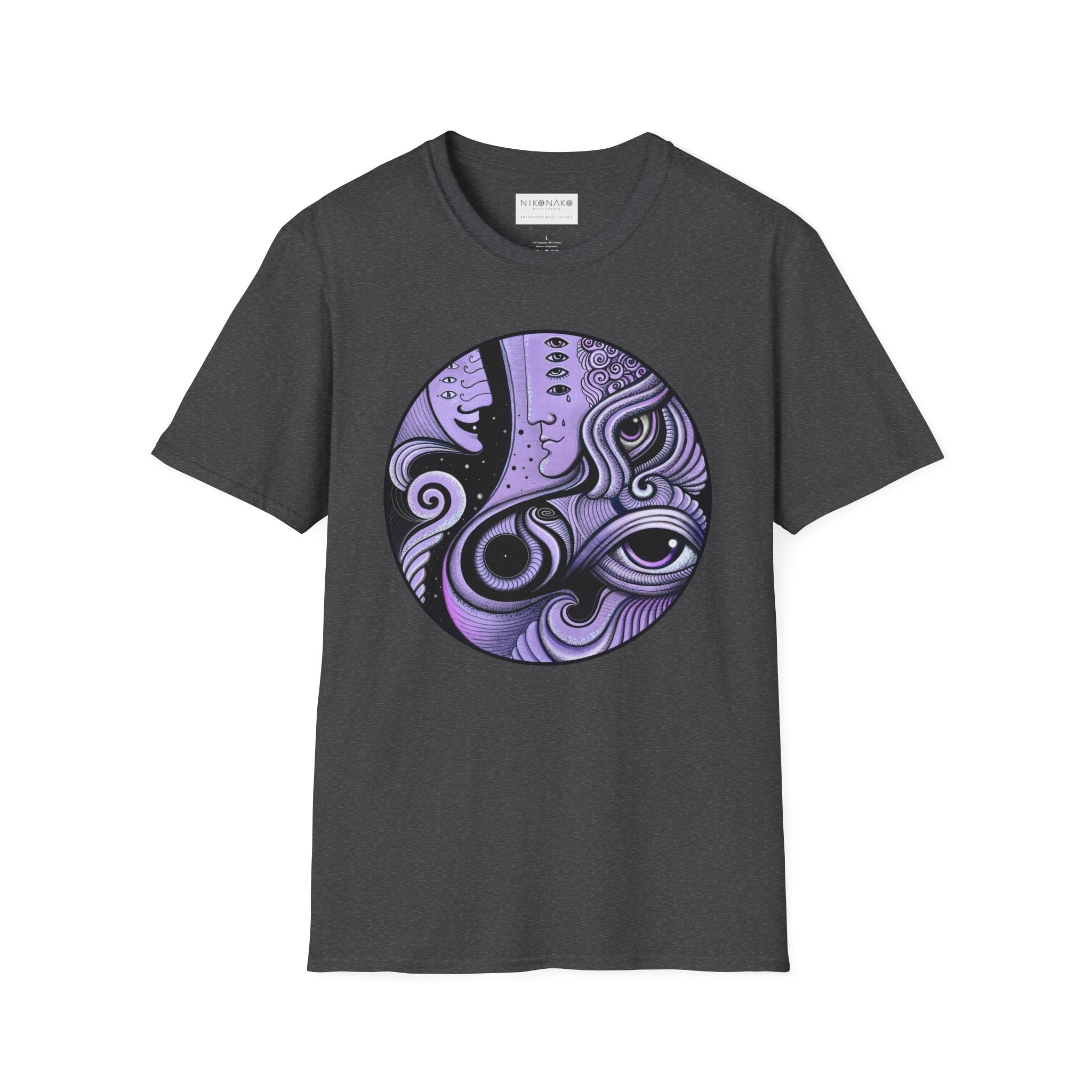 Abstract Purple Swirl Art T-Shirt | Psychedelic Keyhole Design