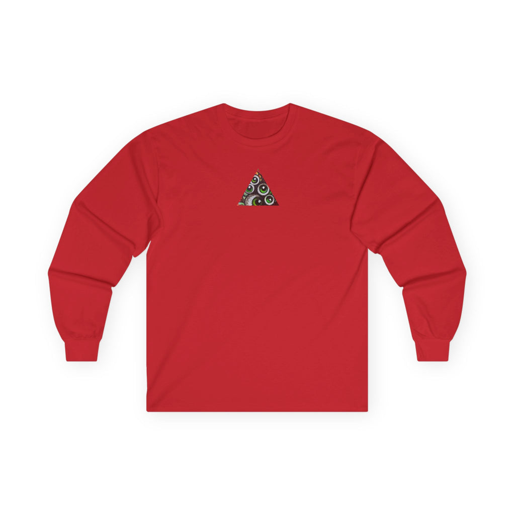 Triangle Camo Graphic Long Sleeve Tee — Minimal Military-Inspired Chest Print #k646&