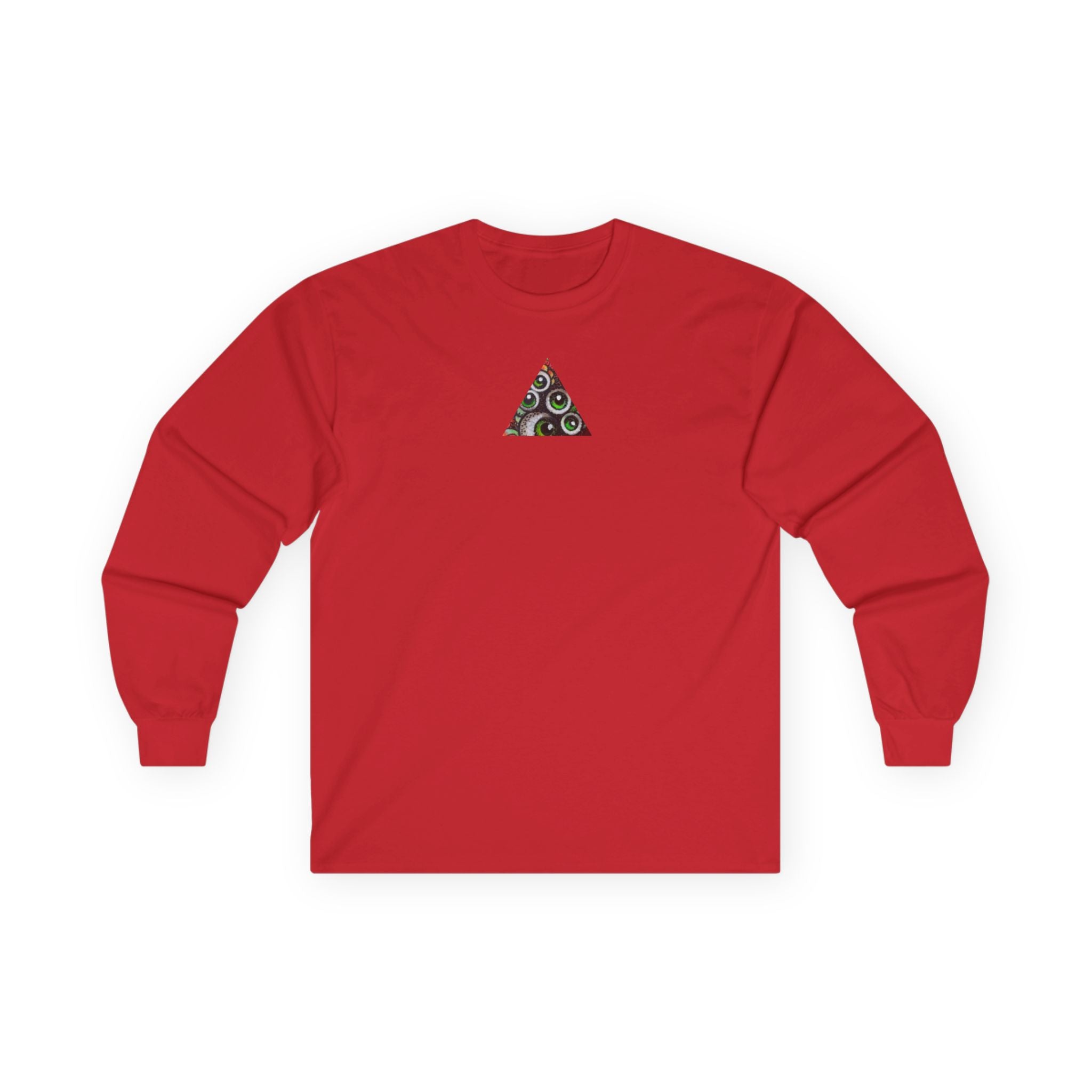 Triangle Camo Graphic Long Sleeve Tee — Minimal Military-Inspired Chest Print #k646&