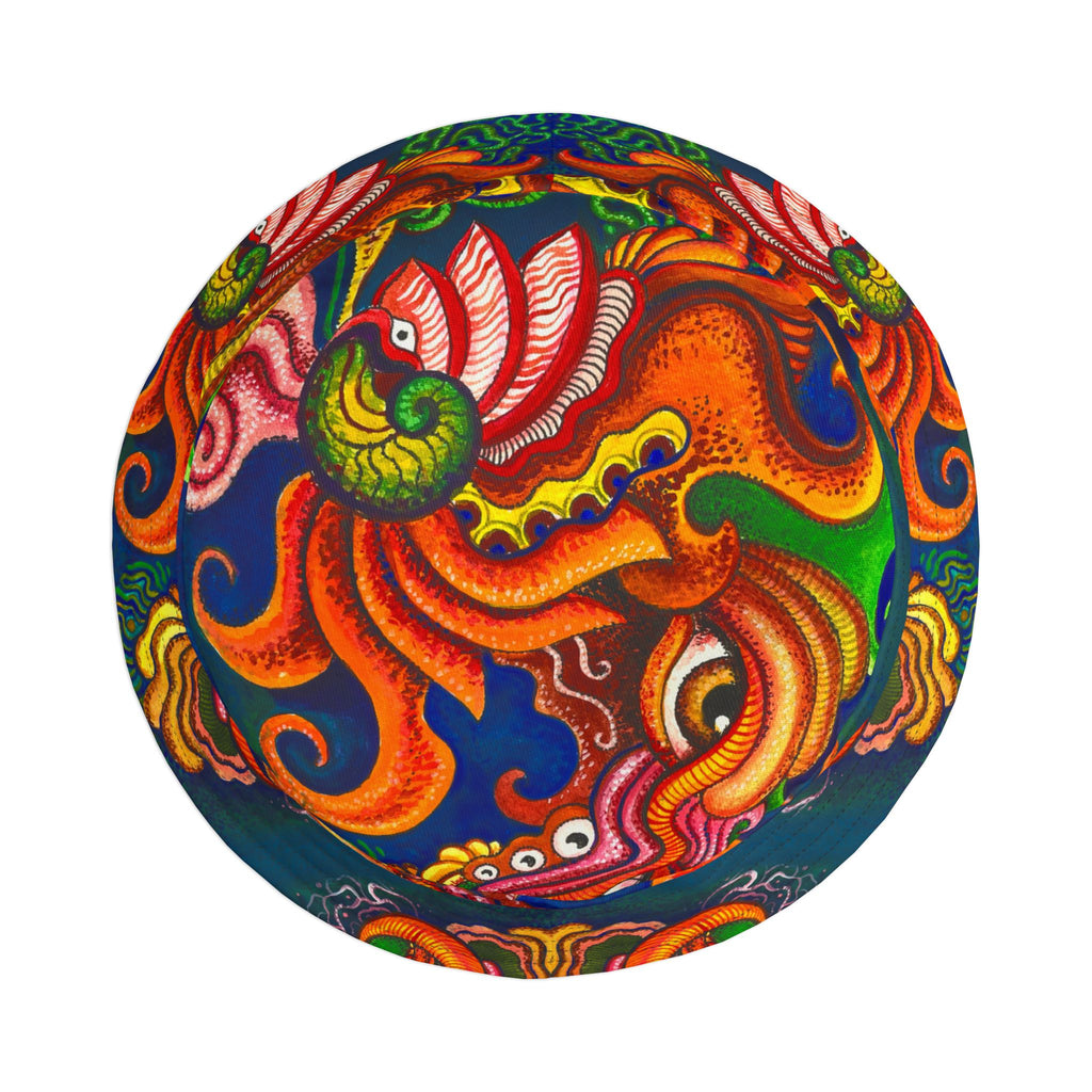 Psychedelic Sea Monster Bucket Hat — Vibrant Octopus Print AOP #bh21
