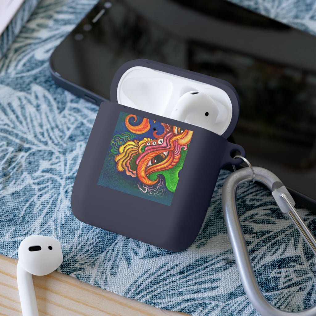 Colorful Abstract Dragon AirPods Case — Vibrant Floral Swirl Design #2347