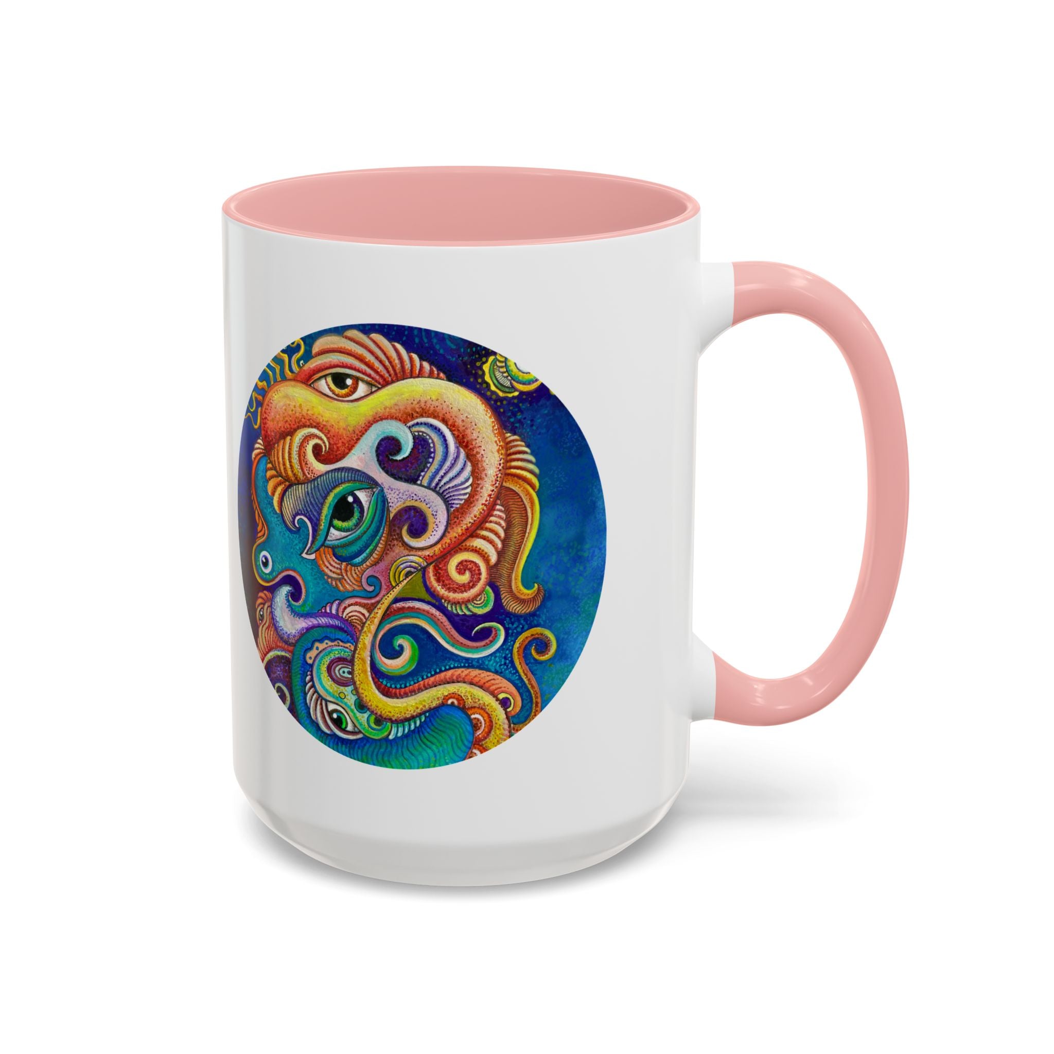 Colorful Abstract Fish Circle Mug | Accent Coffee Mug