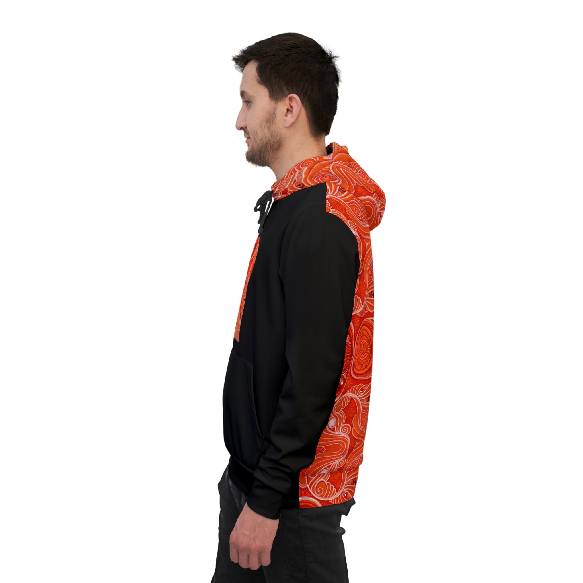 Athletic Hoodie — Red Orange Psychedelic Keyhole Design #jh68943