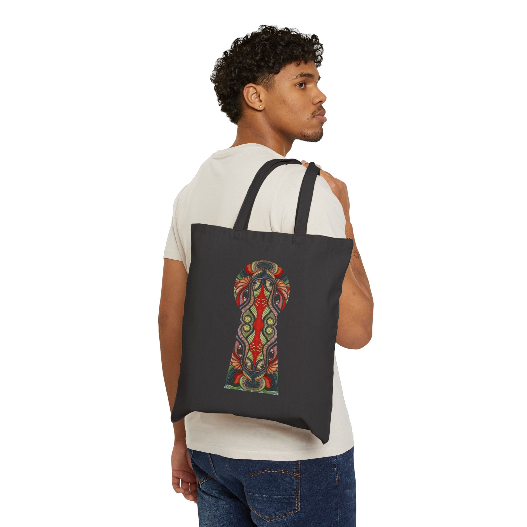 Canvas Tote — Tribal Keyhole & Triangle Art Print #r24687