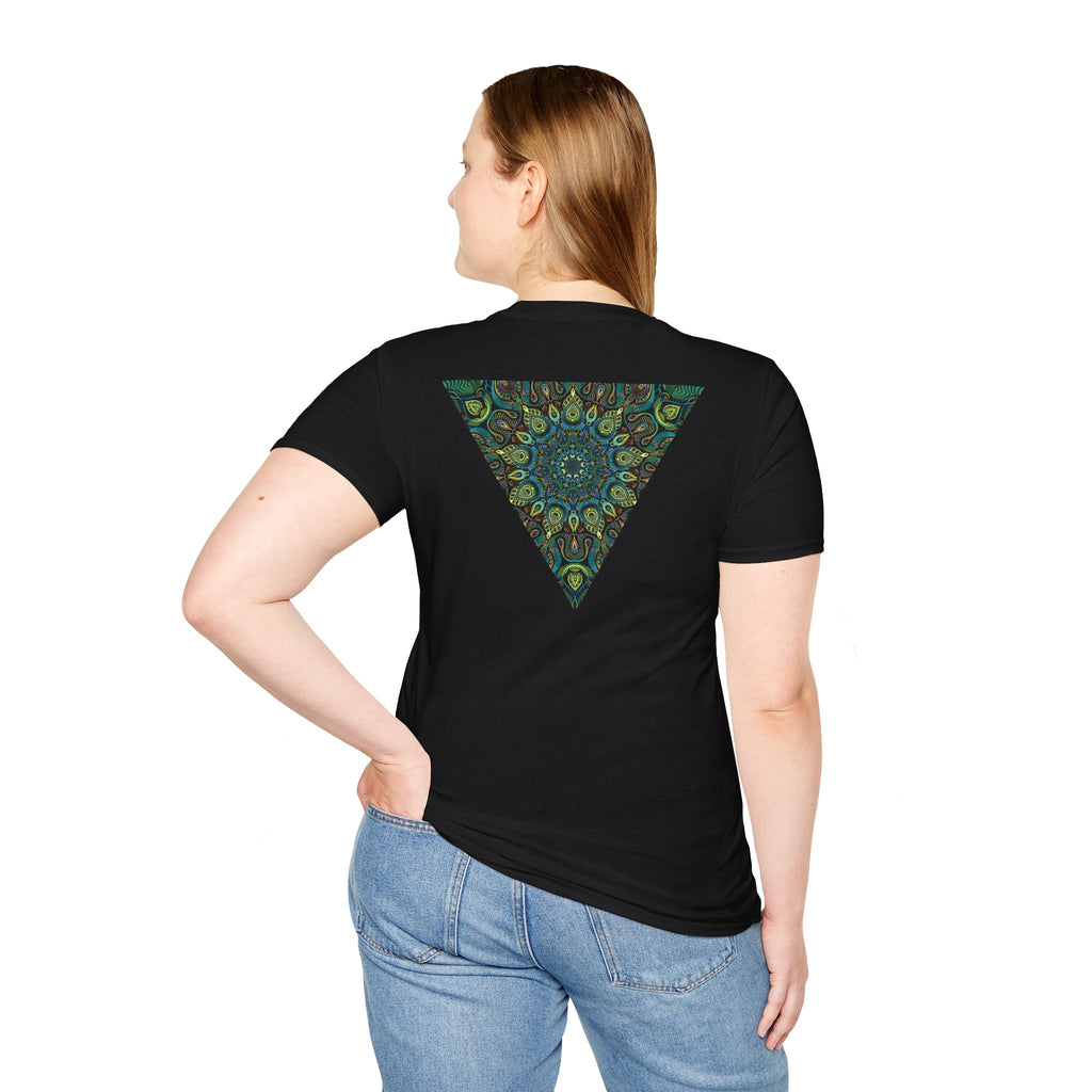 Green Mandala Triangle T-Shirt – Psychedelic Geometric Art Tee # kh9732