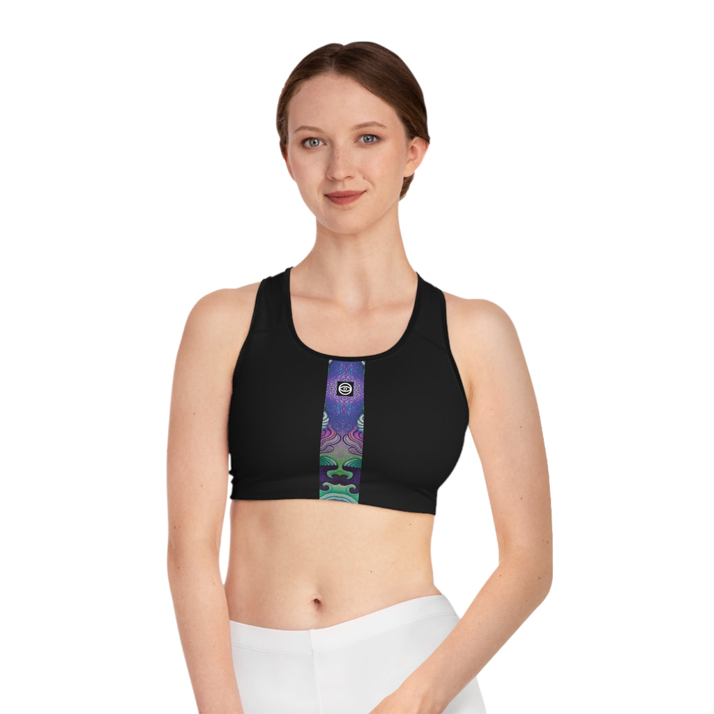 Sports Bra — Vertical Psychedelic Wave Print #u98639