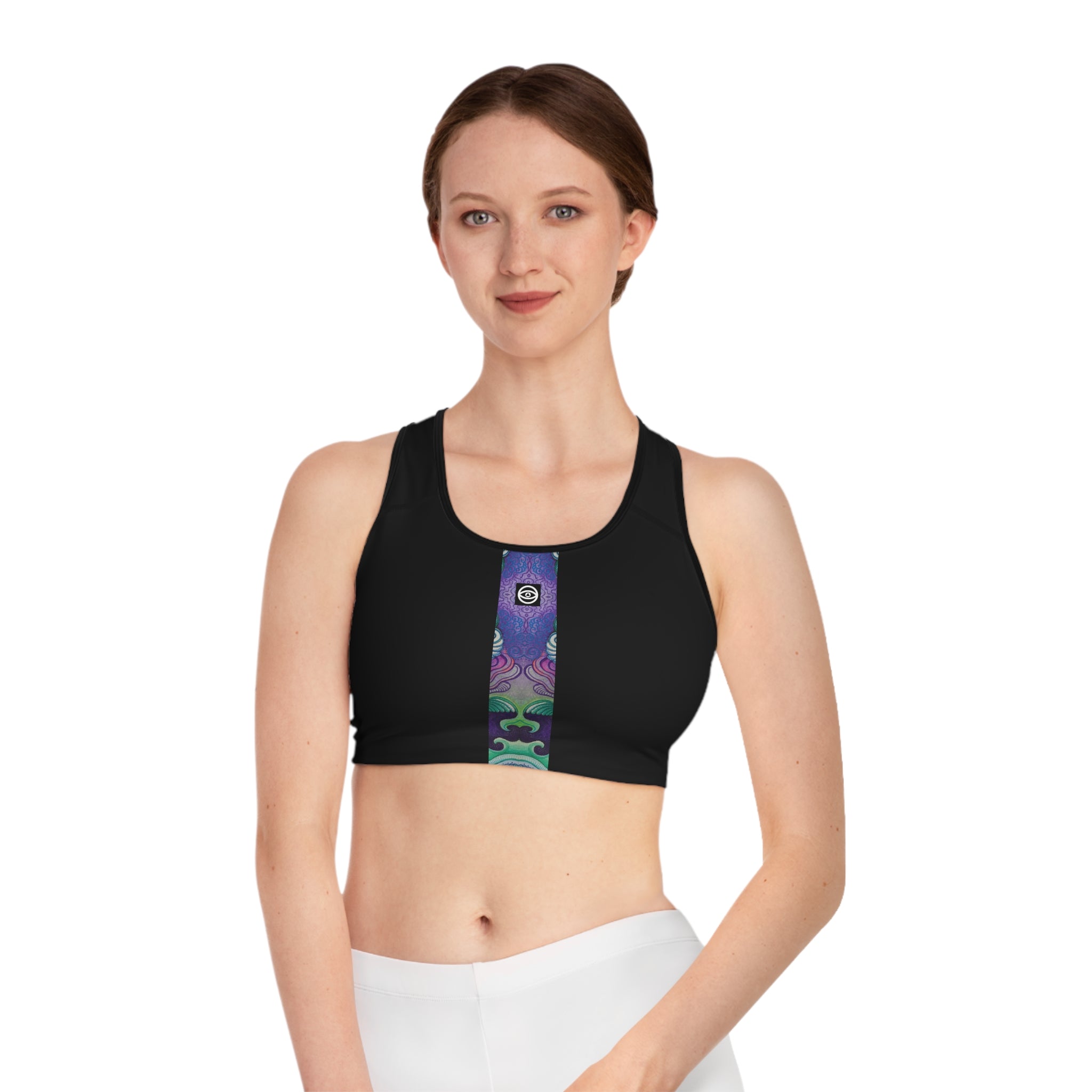 Sports Bra — Vertical Psychedelic Wave Print #u98639