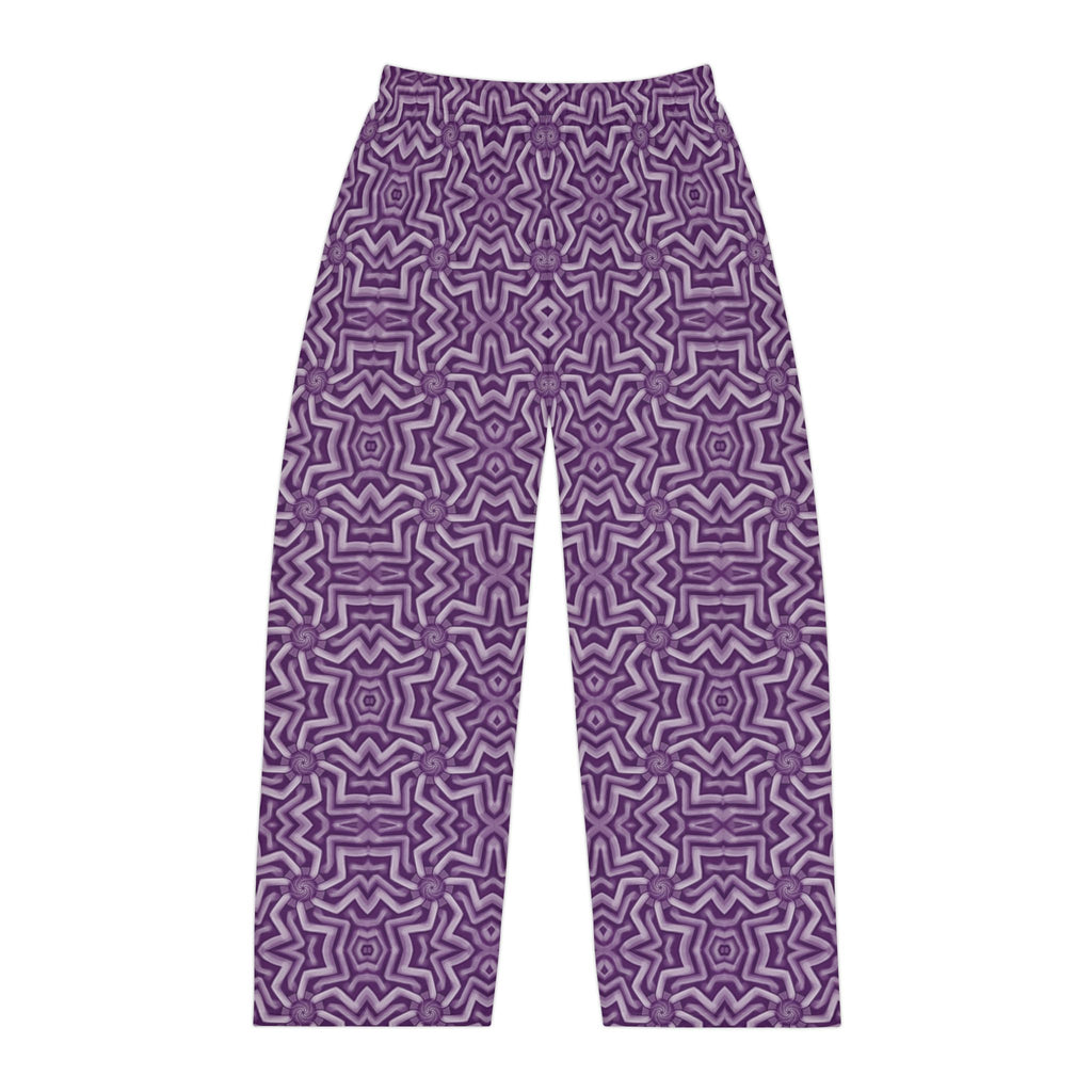 Purple Geometric Lounge Pajama Pants — Men's Cozy All-Over Print Sleepwear #h75256