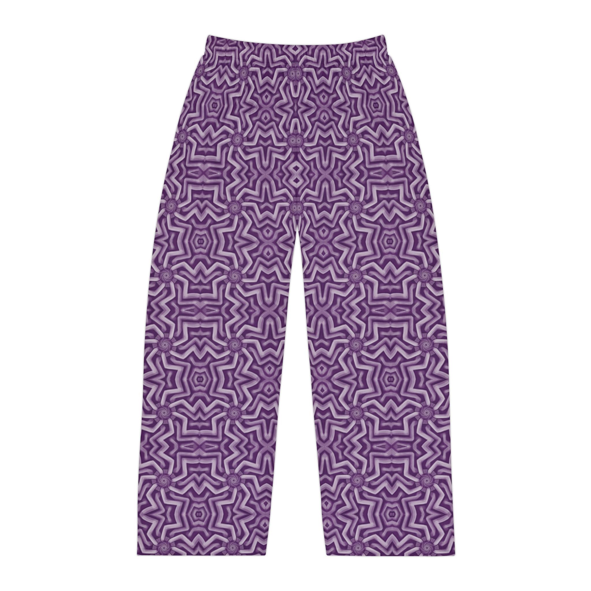 Purple Geometric Lounge Pajama Pants — Men's Cozy All-Over Print Sleepwear #h75256