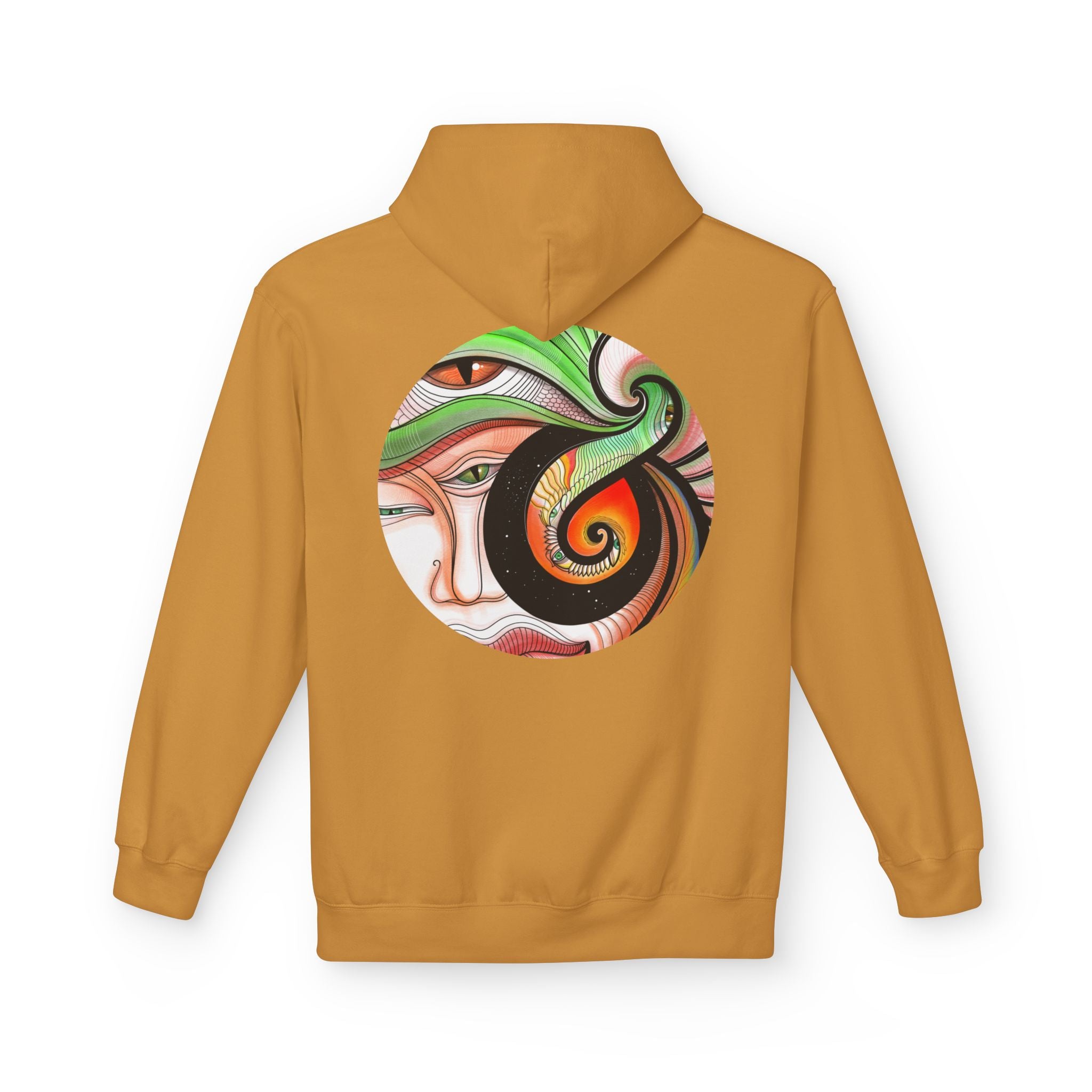 Abstract Swirl Face Hoodie | Artistic Geometric Portrait, White Pullover