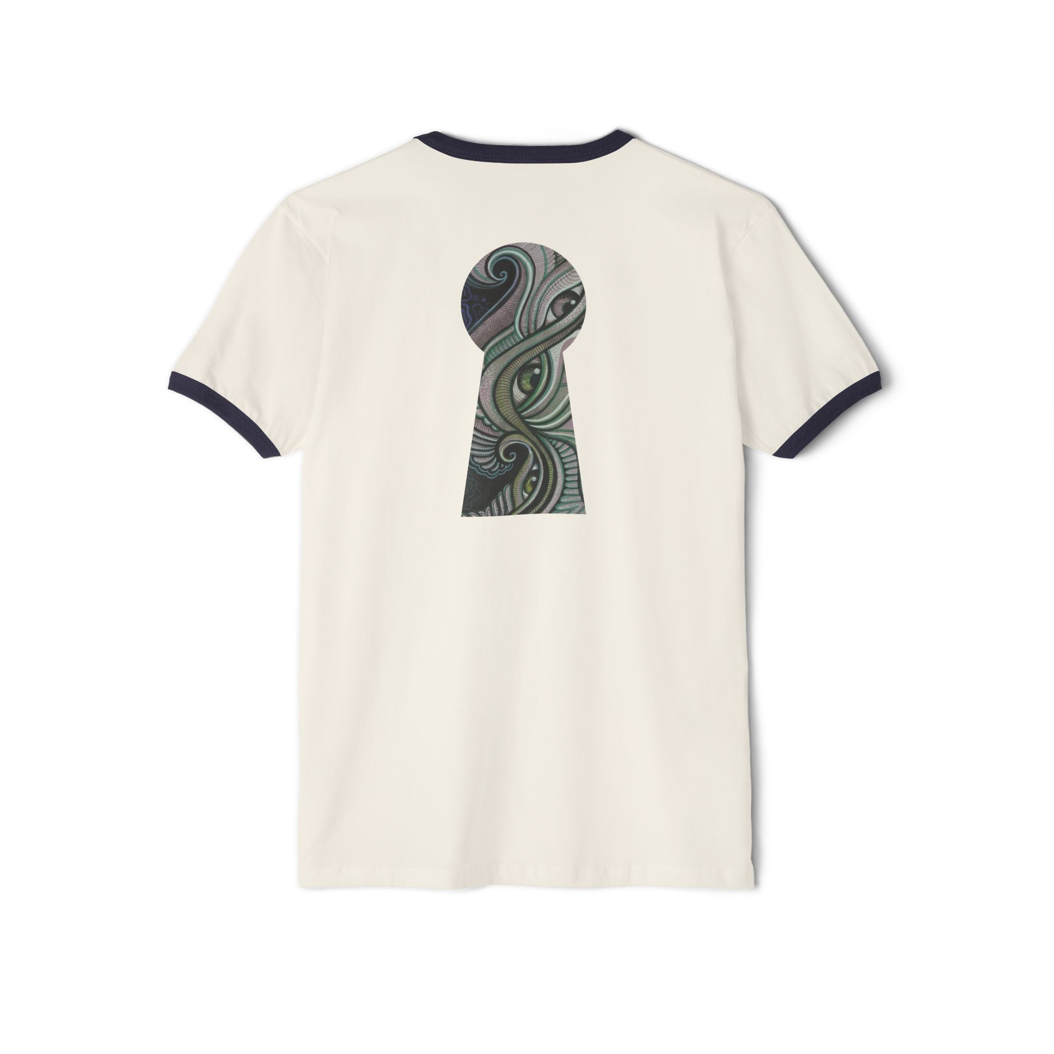 Ringer T-Shirt — Tribal Wave Triangle & Keyhole Graphic #hf74211