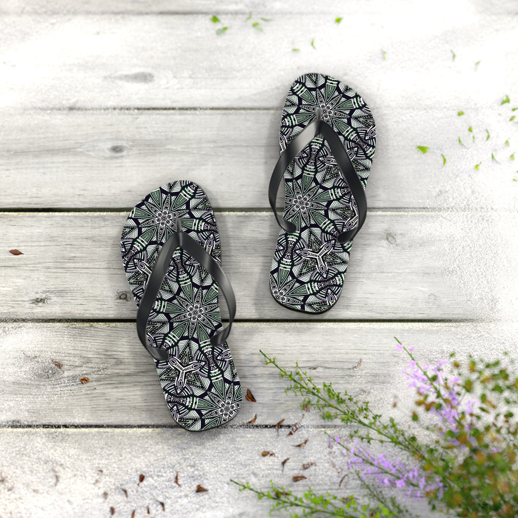 Mandala Kaleidoscope Flip Flops — Patterned Summer Beach Sandals #h976479