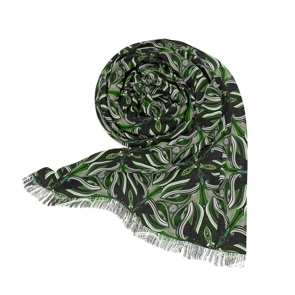 Green Kaleidoscope Light Scarf — Lightweight Botanical Patterned Wrap #la2245550