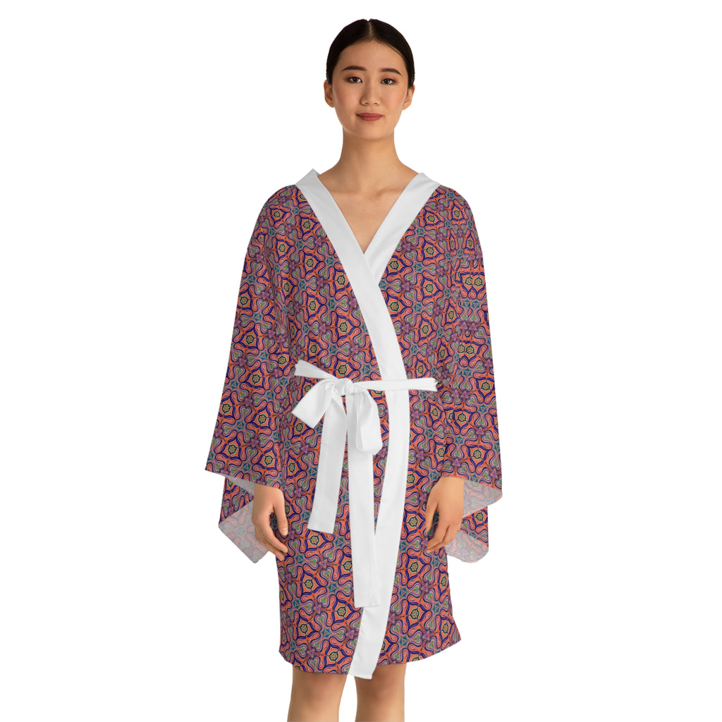 Bohemian Floral Kimono Robe – All-Over Print Lightweight Lounge Jacket