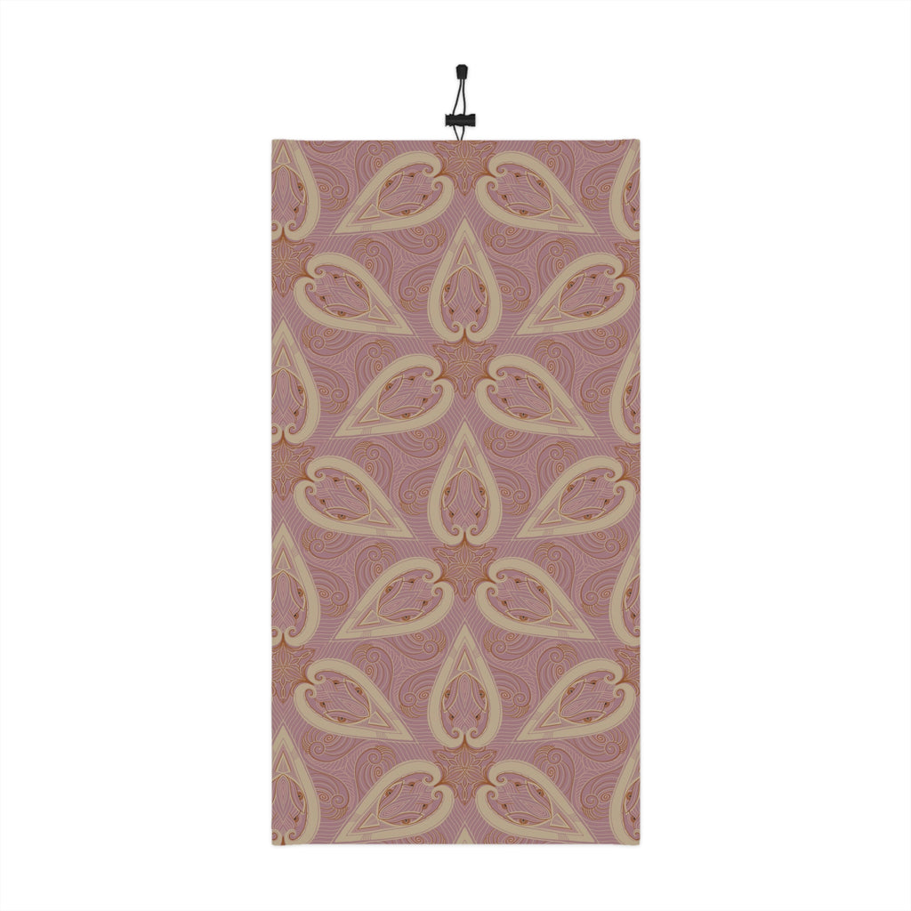 Pink Paisley Winter Neck Gaiter with Drawstring — Cozy Floral Face Scarf #g8654346