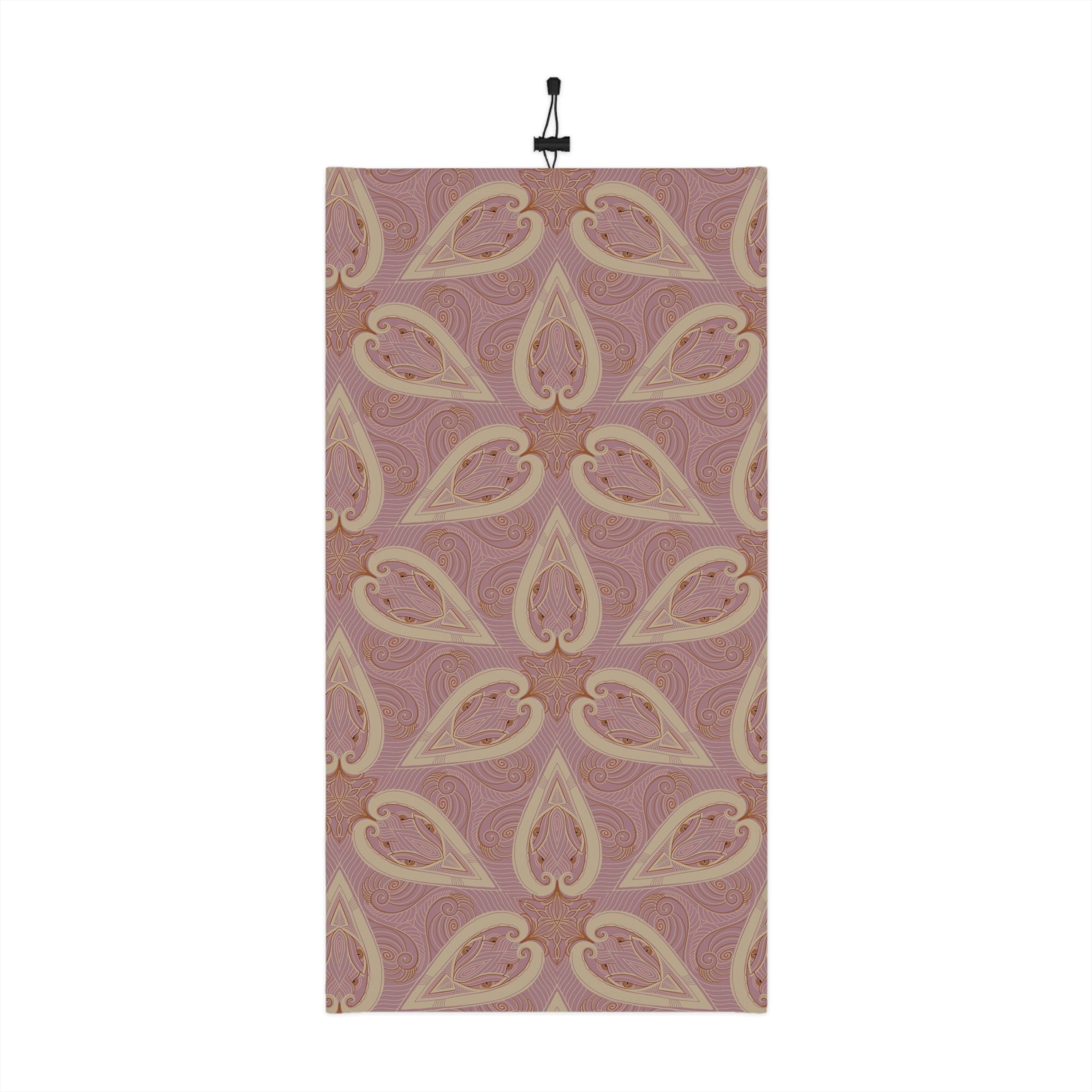 Pink Paisley Winter Neck Gaiter with Drawstring — Cozy Floral Face Scarf #g8654346