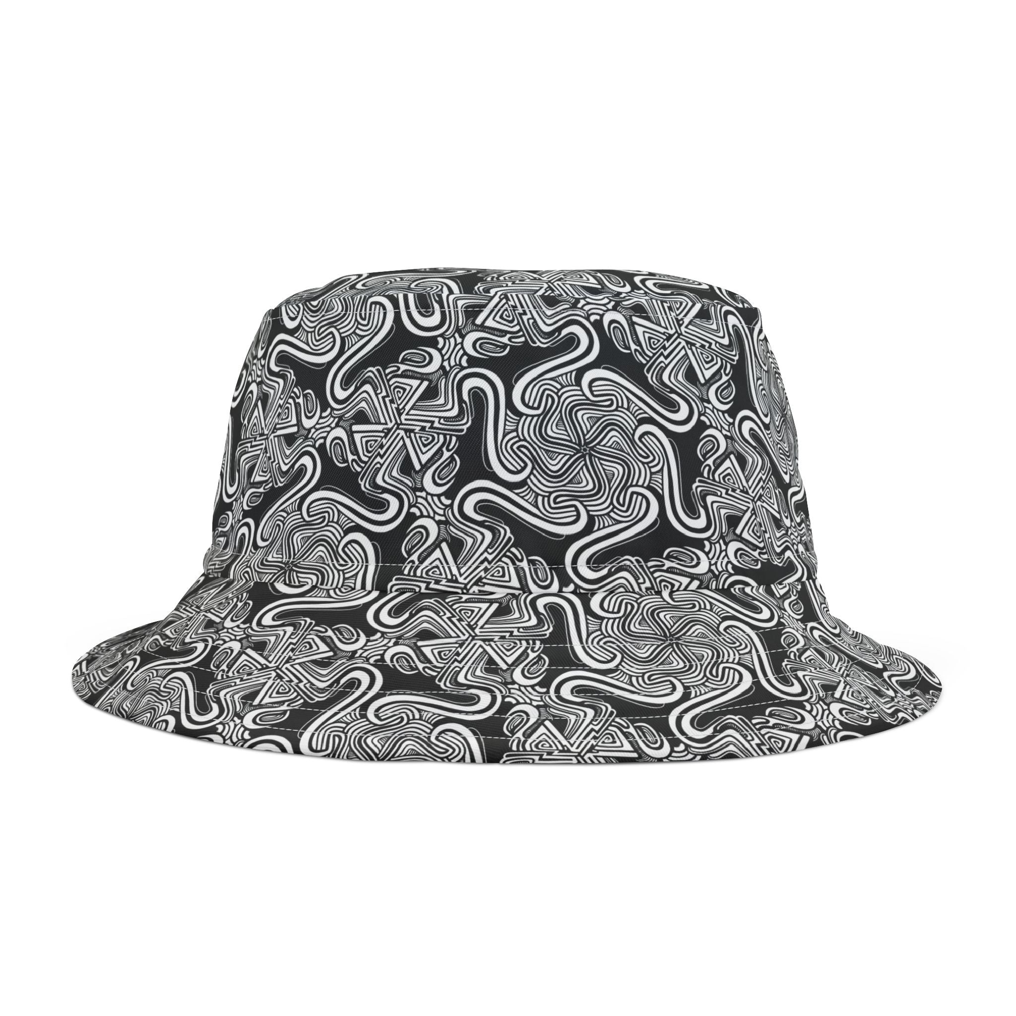 Gray Abstract Swirl Bucket Hat — All-Over Print Graphic Sun Hat #h986368