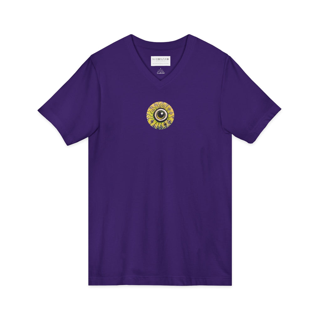 Sunflower Eye Pattern V-Neck Tee #k0833