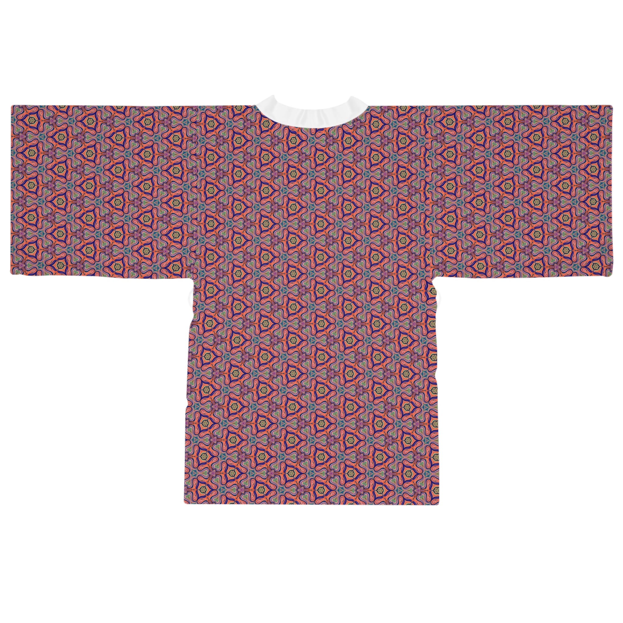 Bohemian Floral Kimono Robe – All-Over Print Lightweight Lounge Jacket