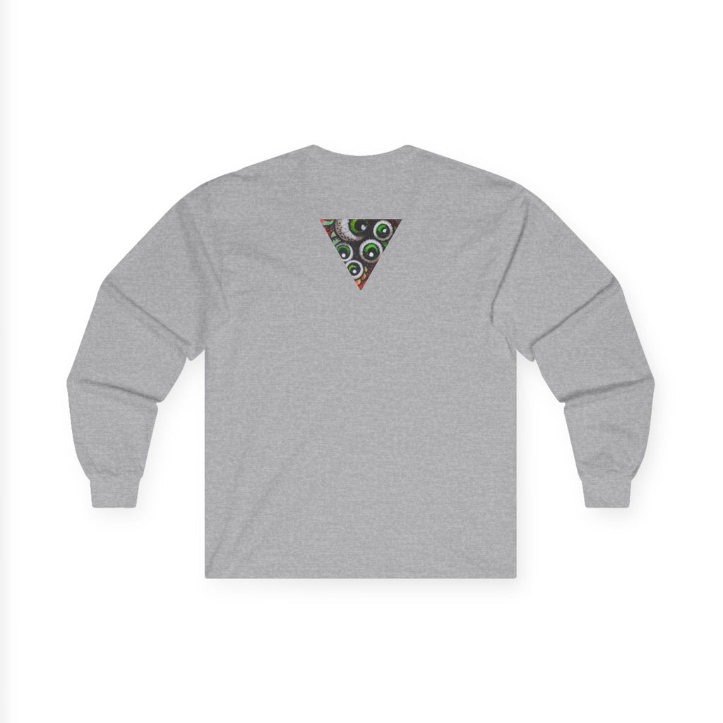 Triangle Camo Graphic Long Sleeve Tee — Minimal Military-Inspired Chest Print #k646&