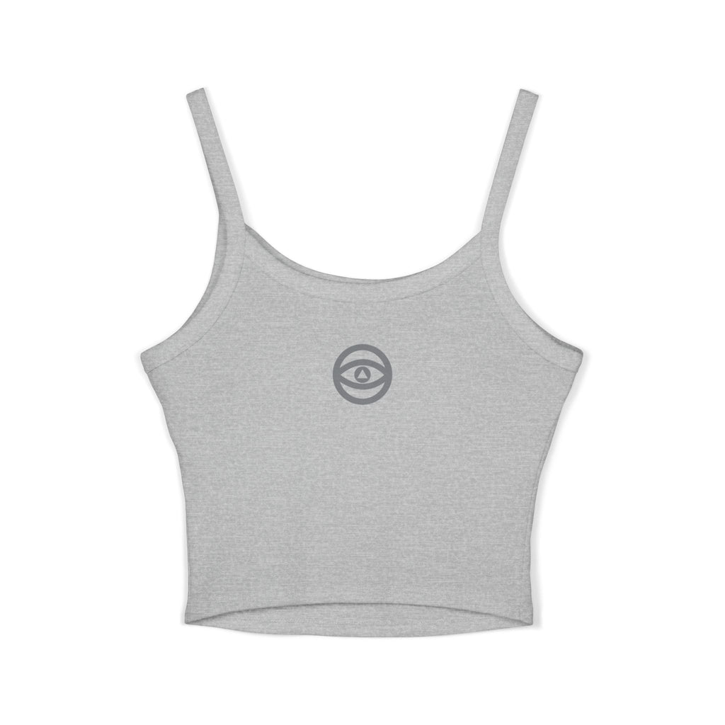 Women's Eye Logo Spaghetti Strap Tank Top — Minimal Graphic Crop #d 11346543