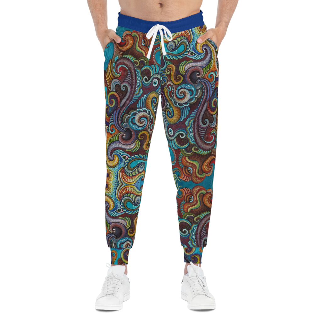 Psychedelic Swirl Athletic Joggers – Colorful Abstract AOP Track Pants #aj343