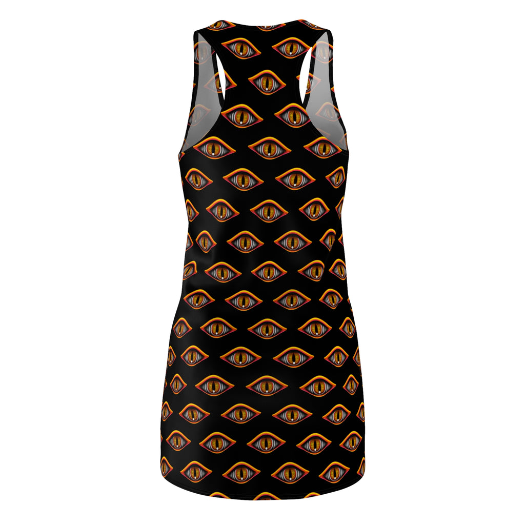 Racerback Dress — Golden Eye All-Over Print #de2316