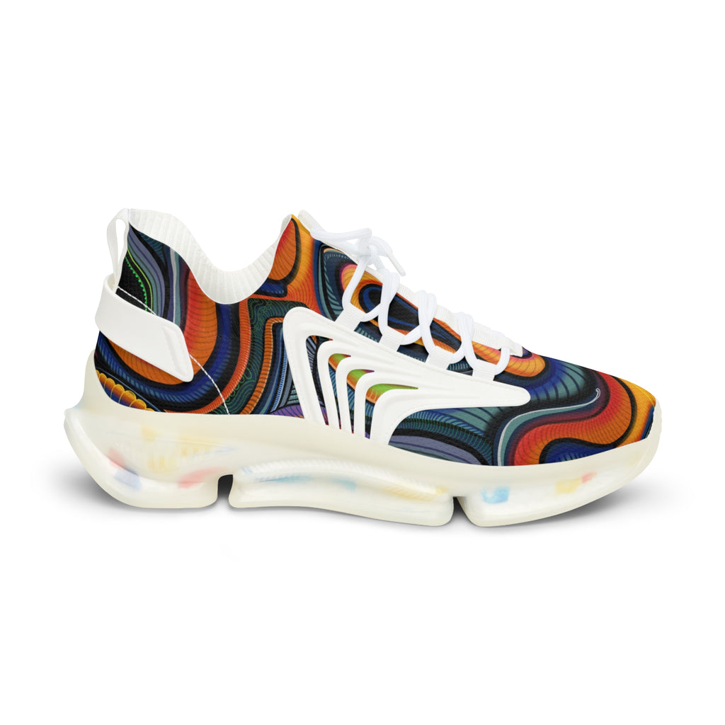 Men's Mesh Sneakers — Retro Psychedelic Swirl Athletic Shoes #lh963278