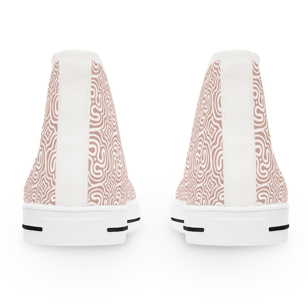 Women's High Top Sneakers - Rose Maze Pattern Casual Canvas Shoes #h875688