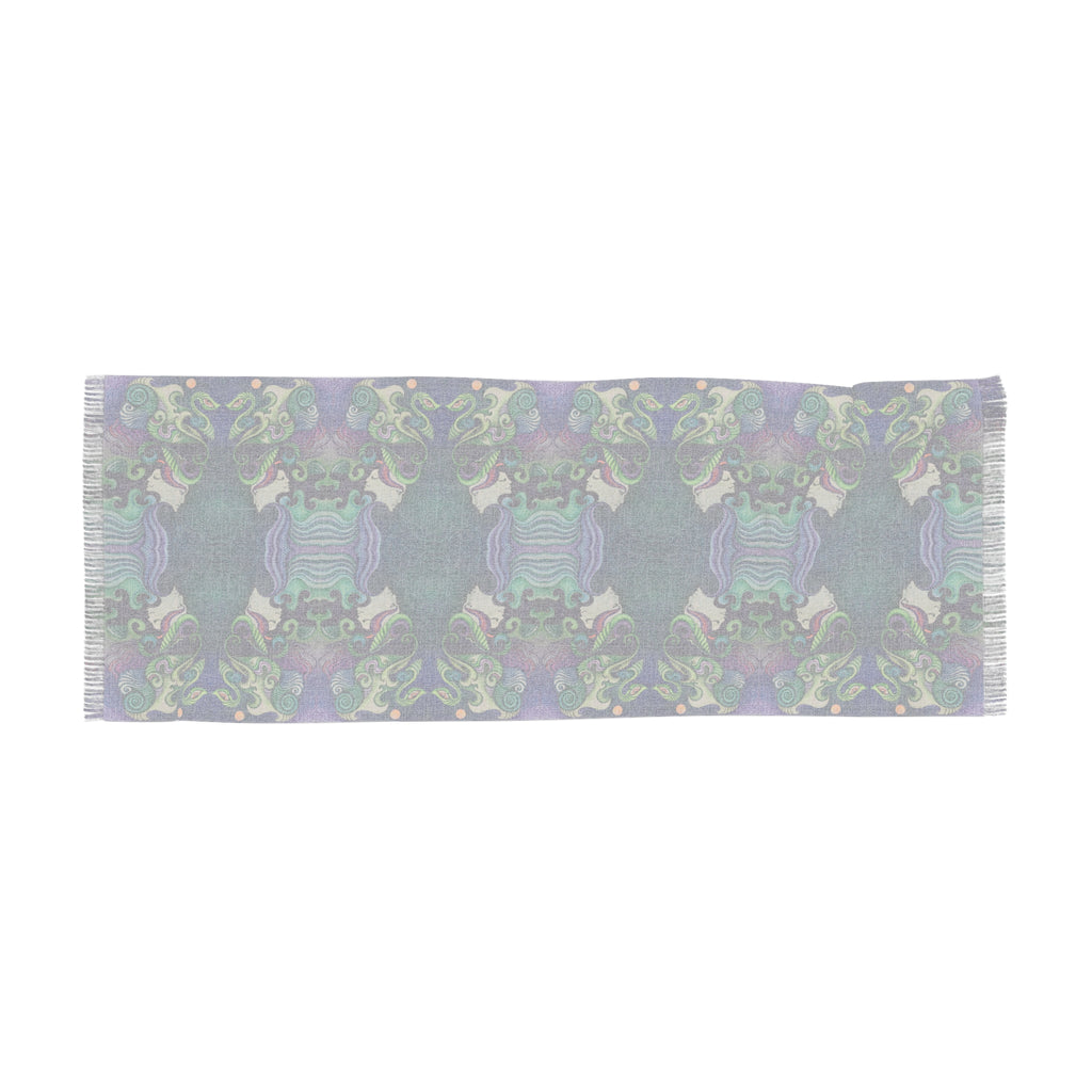 Light Scarf — Bohemian Kaleidoscope Patterned Scarf (Purple & Teal) #l98312