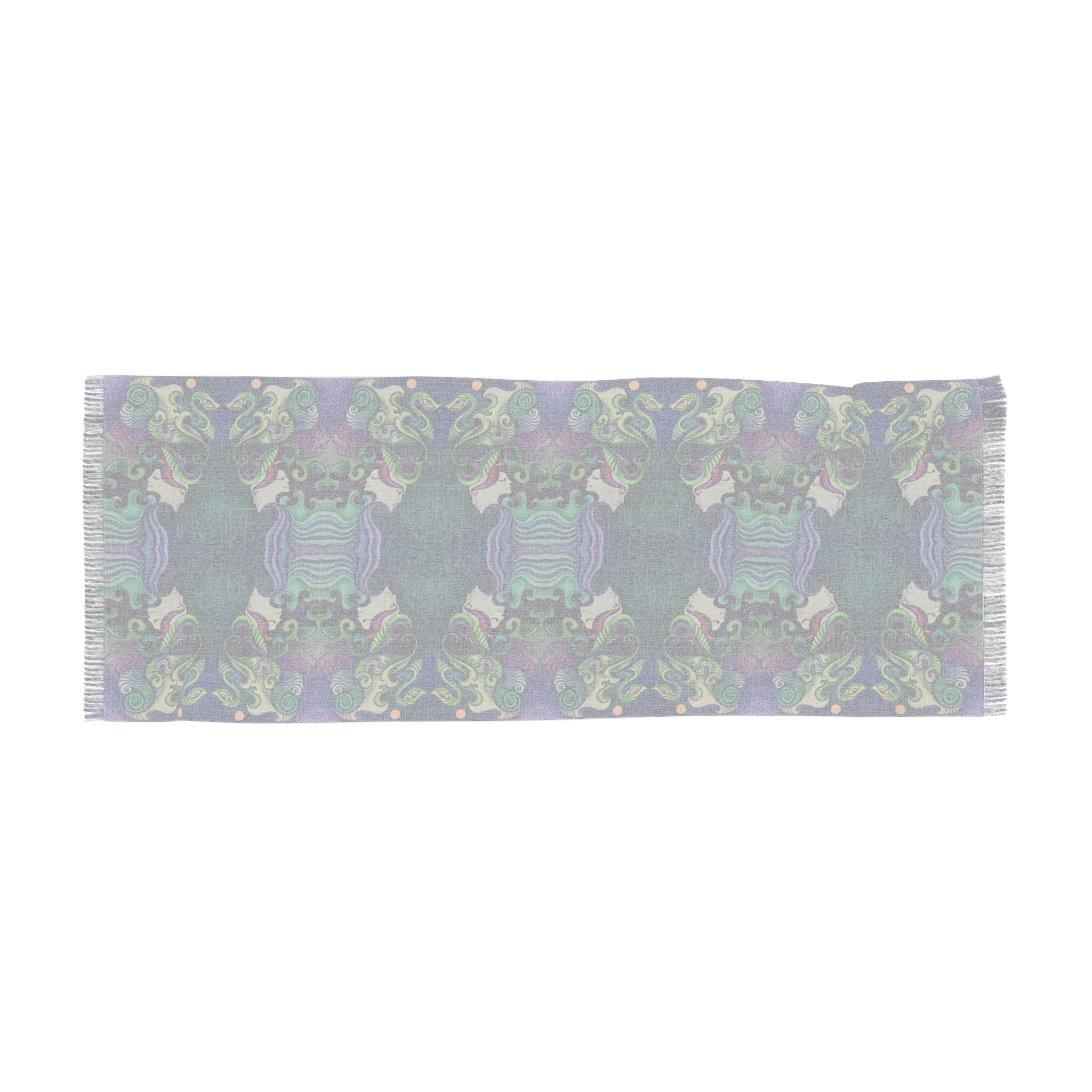 Light Scarf — Bohemian Kaleidoscope Patterned Scarf (Purple & Teal) #l98312