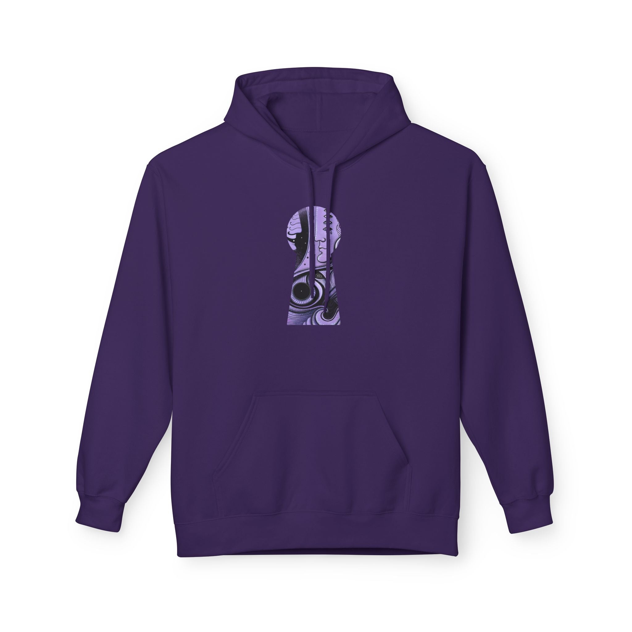 Purple Psychedelic Guitar Art Hoodie | Keyhole Front, Circular Back Design