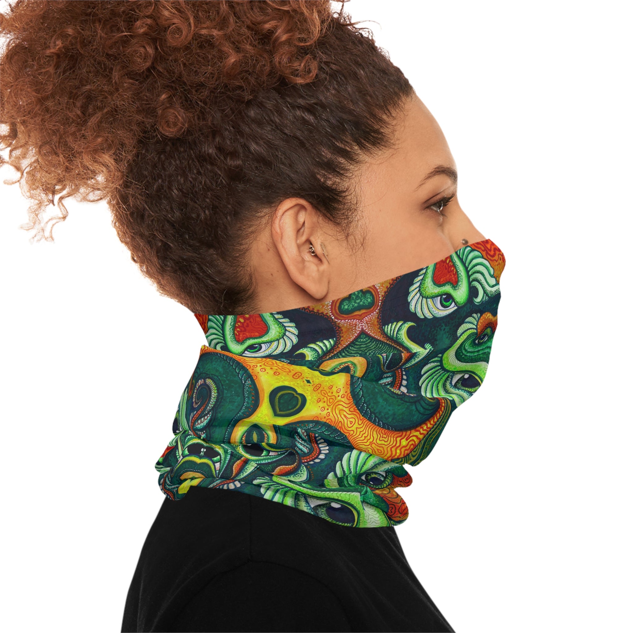 Psychedelic Green Masked Pattern Lightweight Neck Gaiter #ph97424