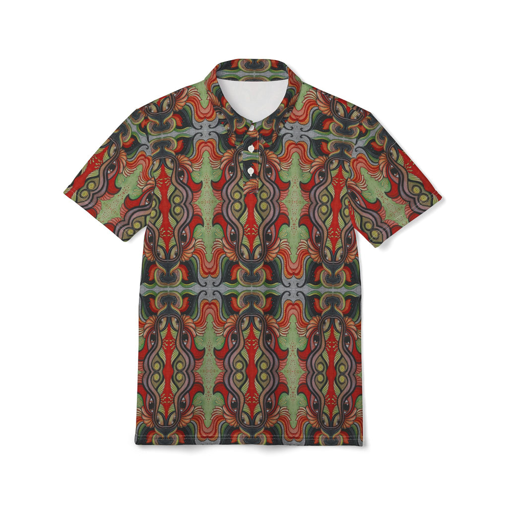 Psychedelic Kaleidoscope Polo Shirt — Retro Abstract All-Over Print #d24667