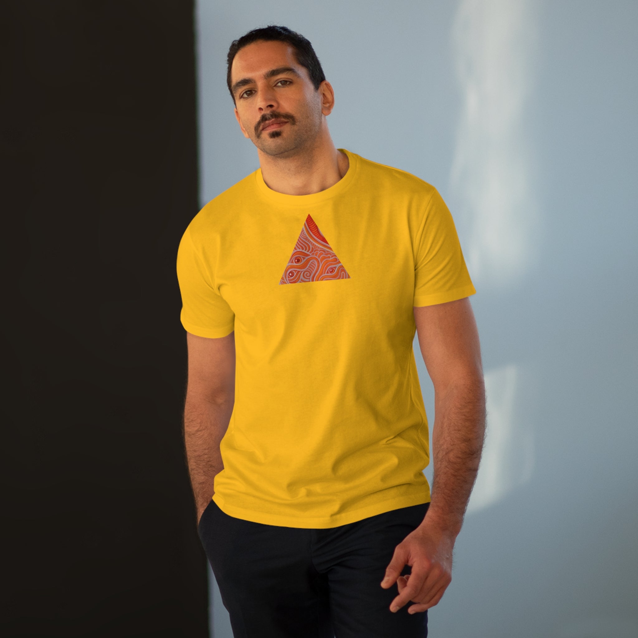 Men's Tee — Red Geometric Triangle Pattern #dm52986