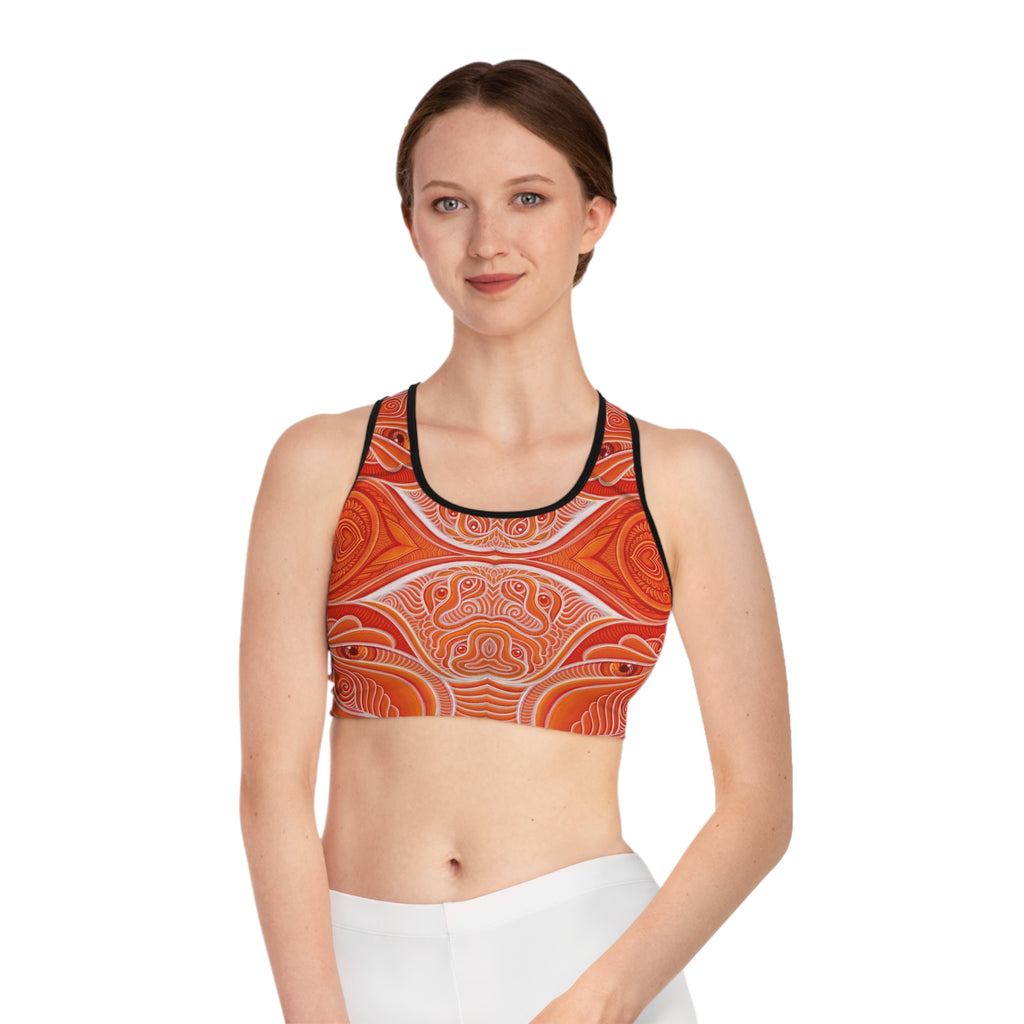 Orange Mandala Sports Bra — All-Over Print Yoga & Activewear #h13677
