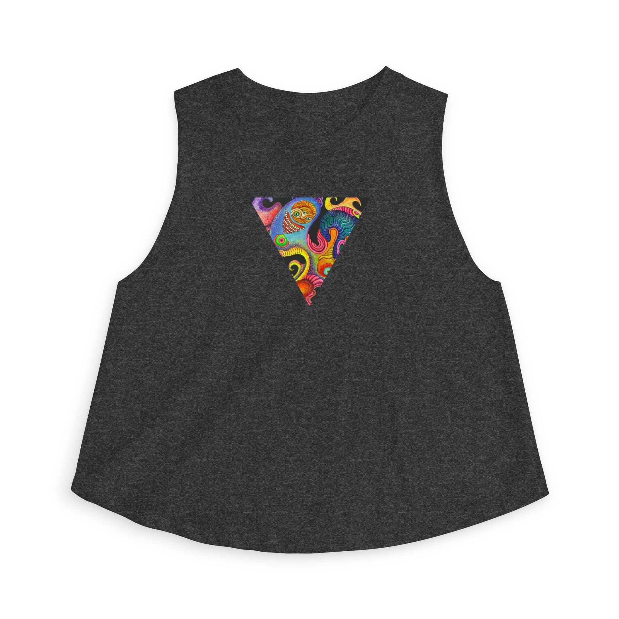 Psychedelic Triangle Crop Top — Colorful Abstract Boho Women's Tank #t976457