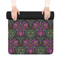 Floral Mandala Rubber Yoga Mat — Non-Slip Purple Green Patterned Mat #frg22567