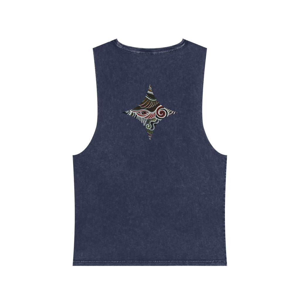 Stonewash Tank Top — Colorful Swirl Triangle Graphic #ew1177
