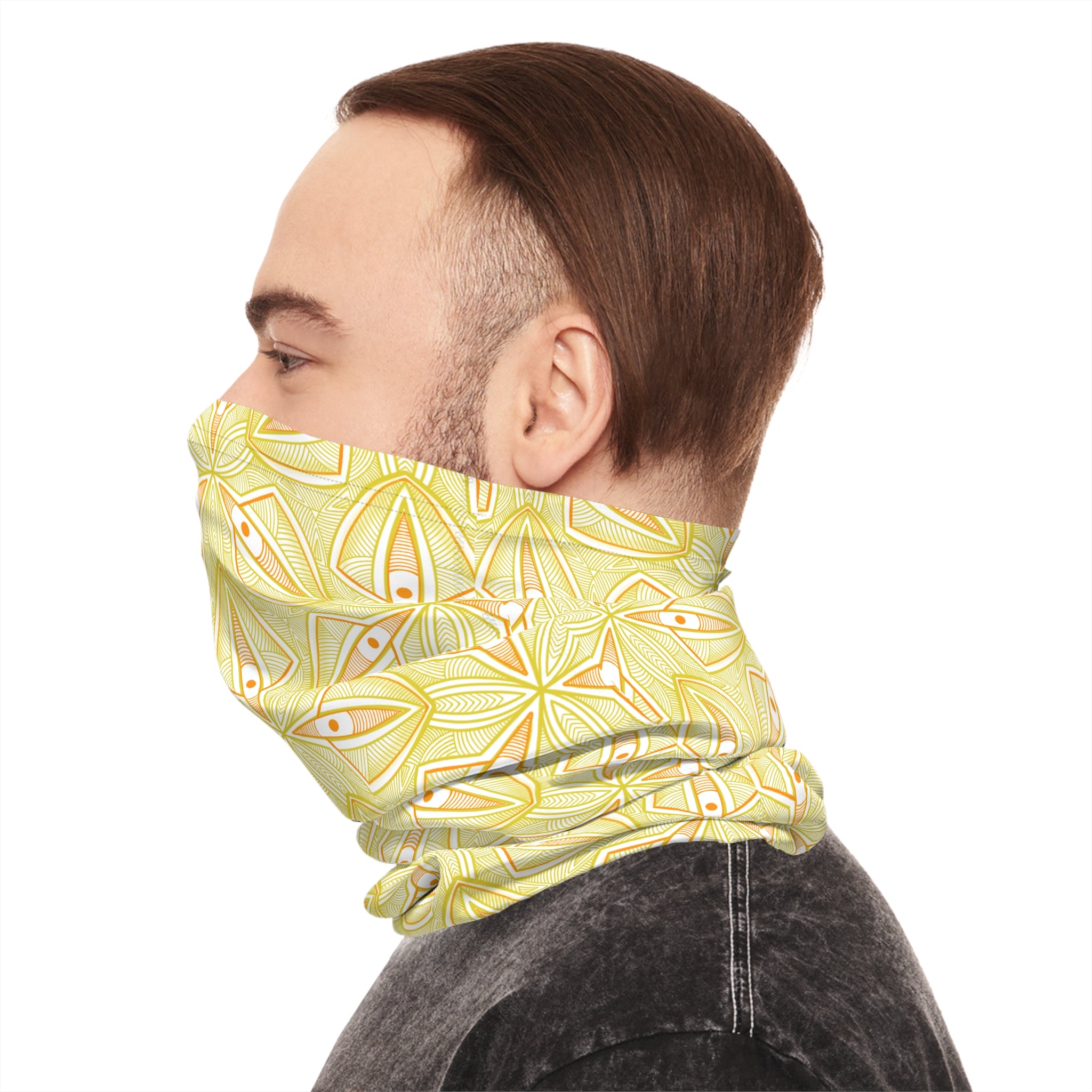 Floral Sunburst Lightweight Neck Gaiter — Yellow Geometric Bandana Scarf #jh67