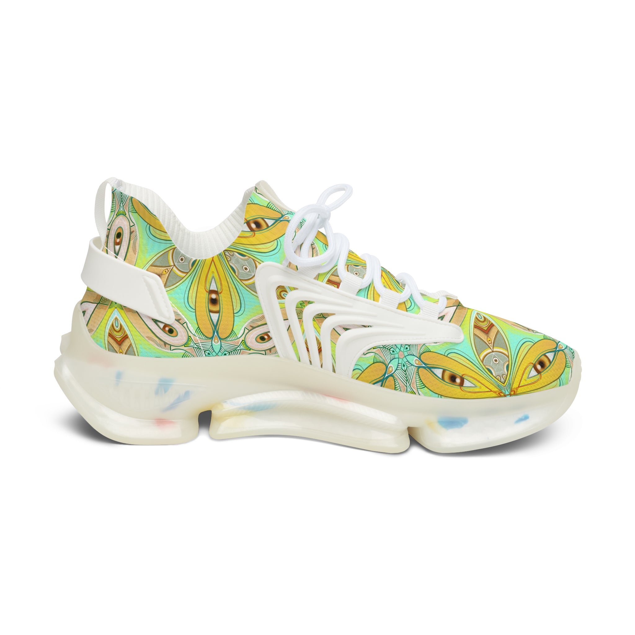 Mesh Sneakers — Floral Kaleidoscope Pattern, Lightweight Breathable Women’s Athletic Shoes #jh7654