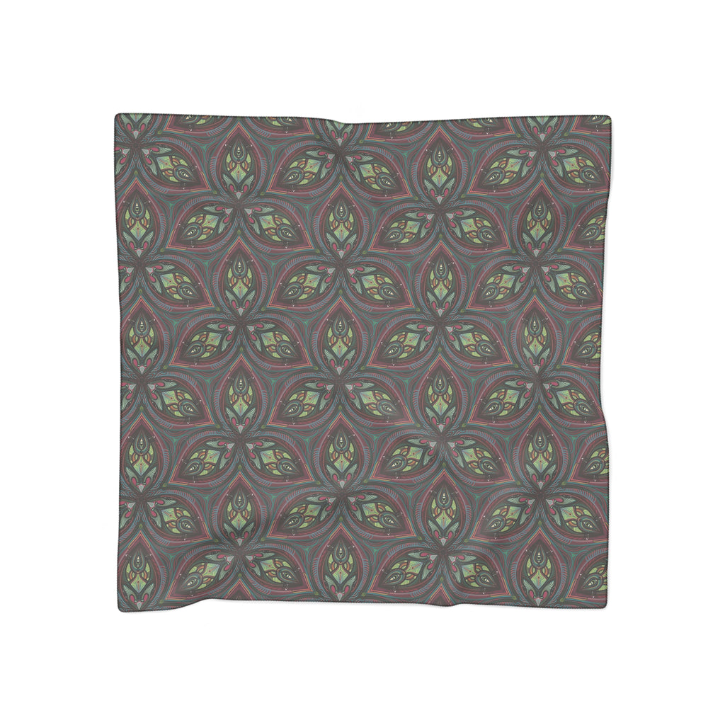 Silk-Feel Patterned Scarf — Vintage Floral Geometric Print #vf490