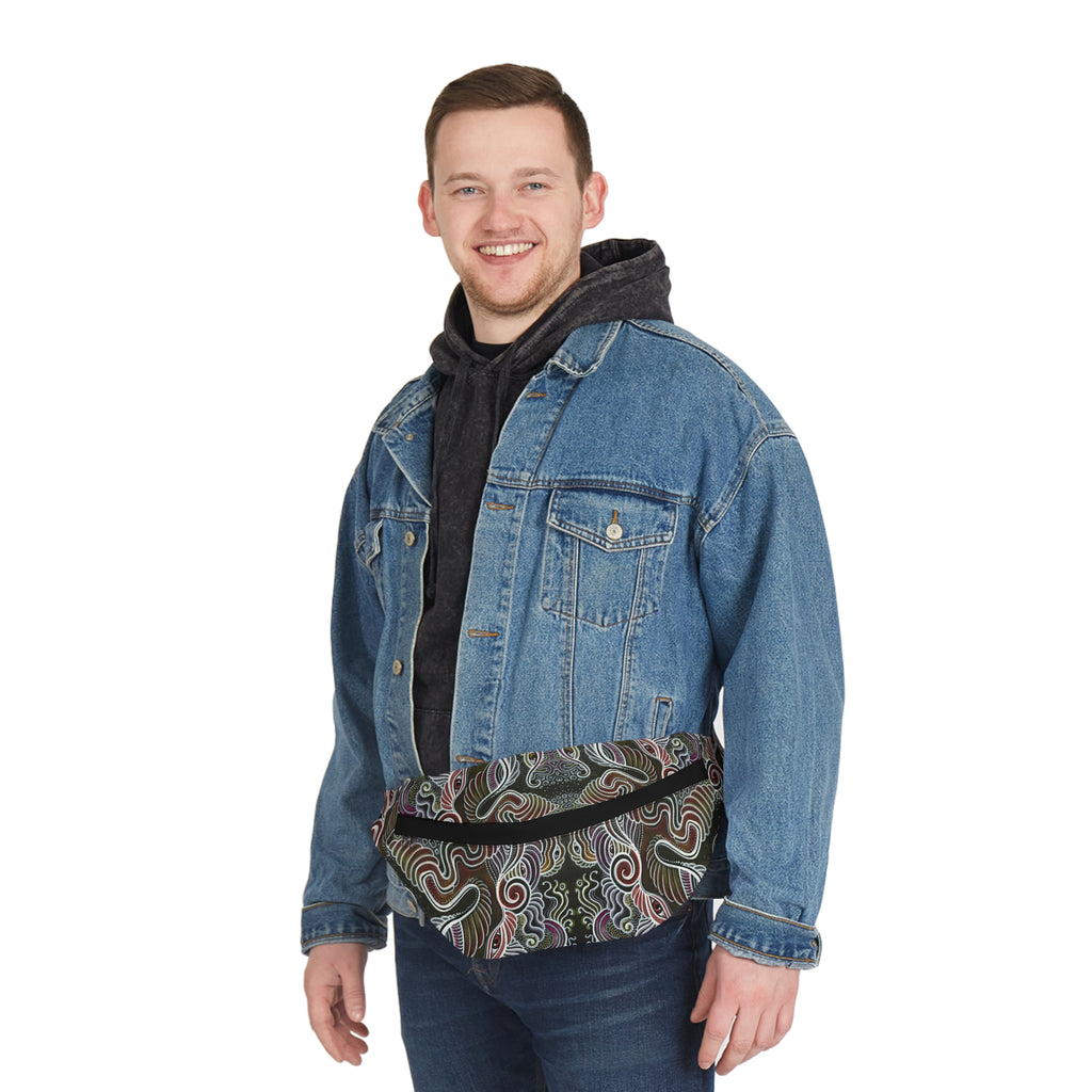 Boho Swirl Large Fanny Pack — Patterned Festival Waist Bag #fp21