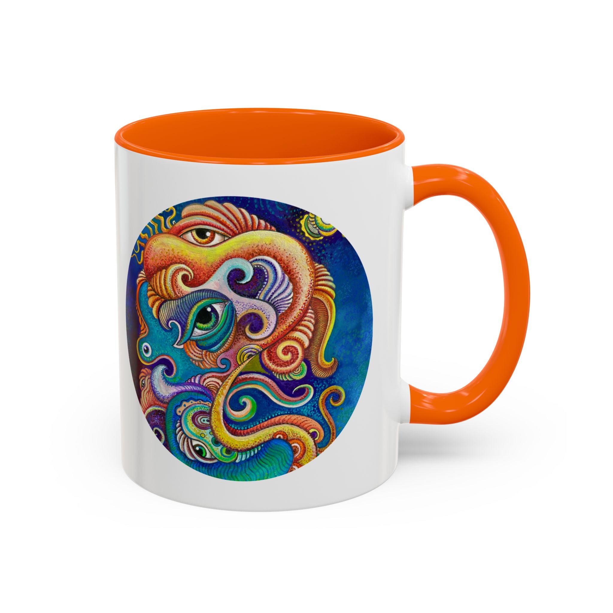 Colorful Abstract Fish Circle Mug | Accent Coffee Mug