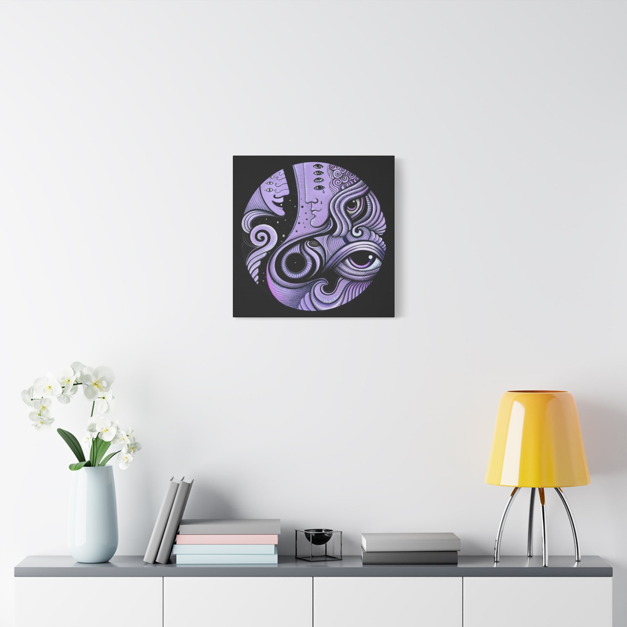 Psychedelic Moon Face Canvas | Matte Stretched Wall Art