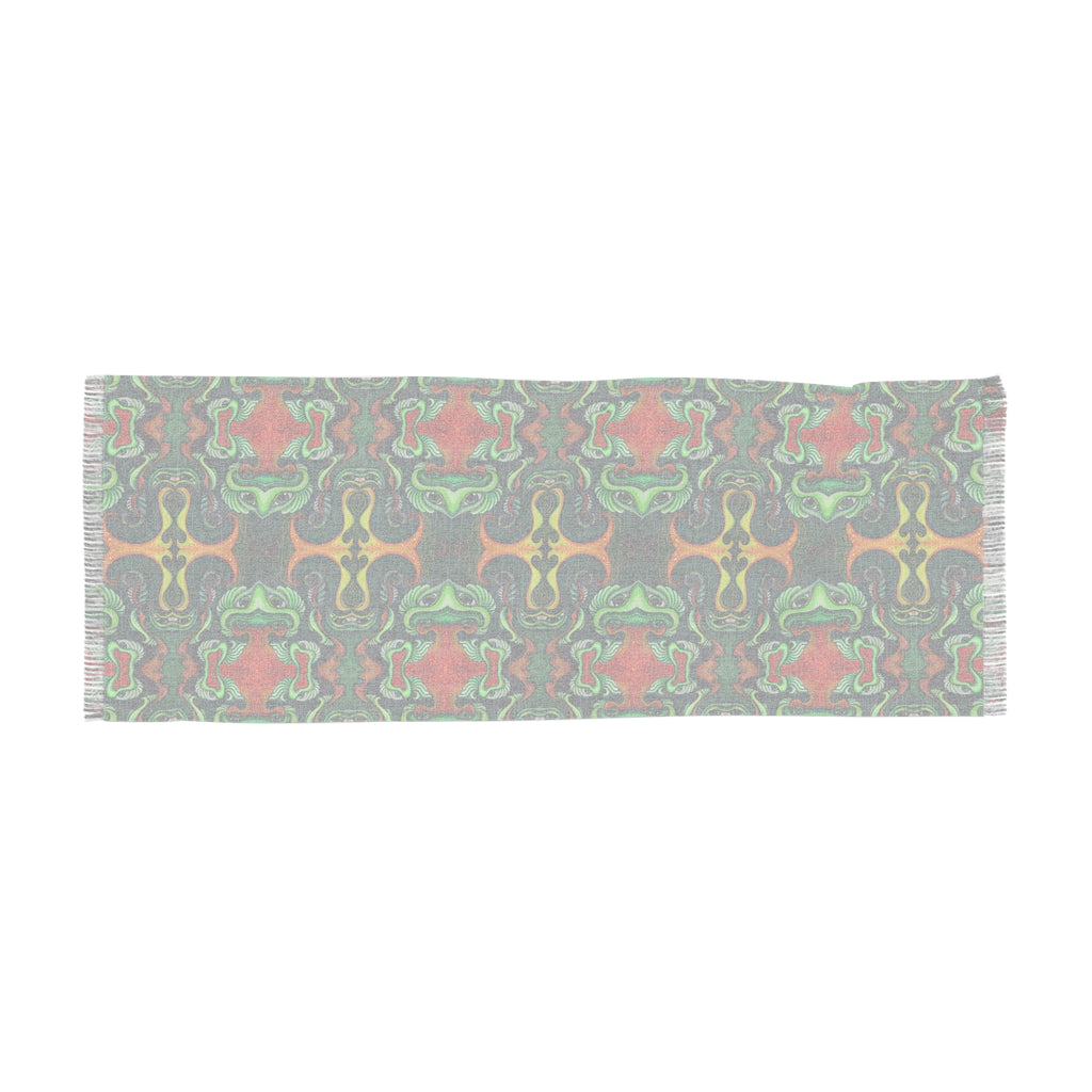 Bohemian Kaleidoscope Light Scarf — Green & Orange Abstract Pattern #k432887